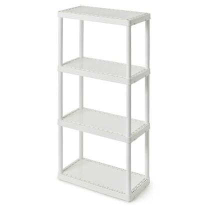 Gracious Living 4 Shelf Fixed Height Solid Light Duty Home Storage Unit, White