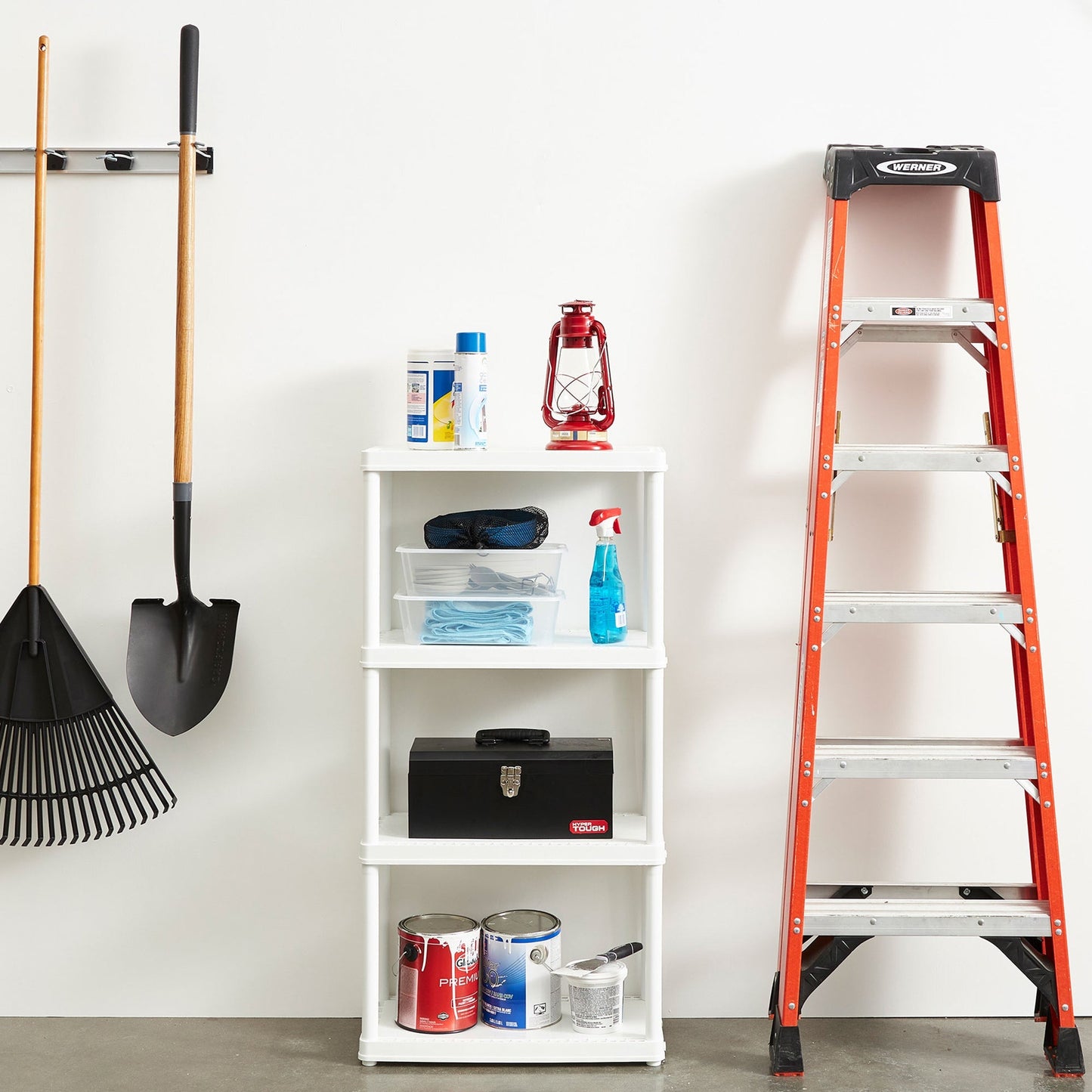 Gracious Living 4 Shelf Fixed Height Solid Light Duty Home Storage Unit, White