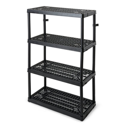 Gracious Living 4 Shelf Fixed Height Ventilated Heavy Duty Storage Unit, Black