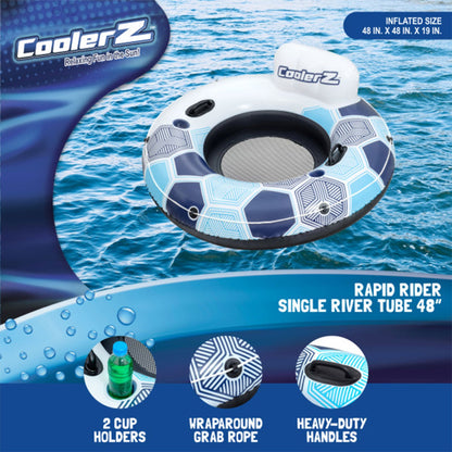 Bestway CoolerZ Rapid Rider Inflatable Lake Pool Tube Float, Blue/Gray, 3 Pack