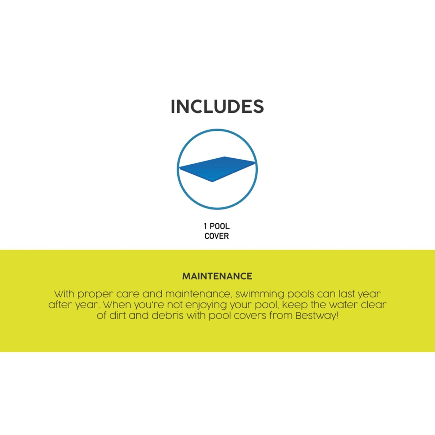 Bestway Rectangular 118" x 79" Above Ground Outdoor Swimming Pool Cover, Blue