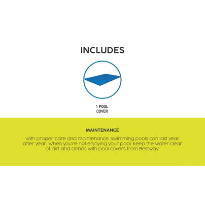 Bestway Rectangular 118" x 79" Above Ground Outdoor Swimming Pool Cover, Blue