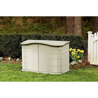 Rubbermaid Plastic Double Walled Horizontal Outdoor Storage Shed, Sand/Brown