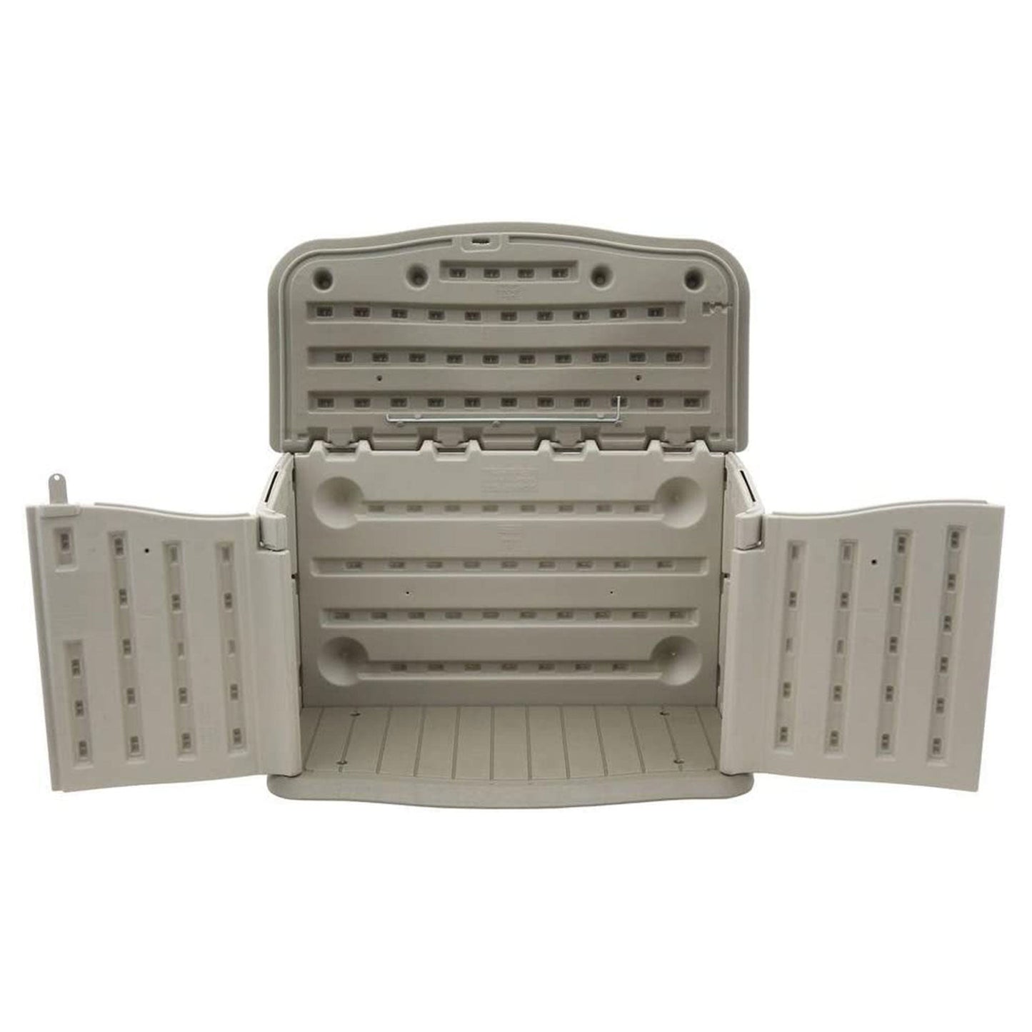 Rubbermaid Plastic Double Walled Horizontal Outdoor Storage Shed, Sand/Brown