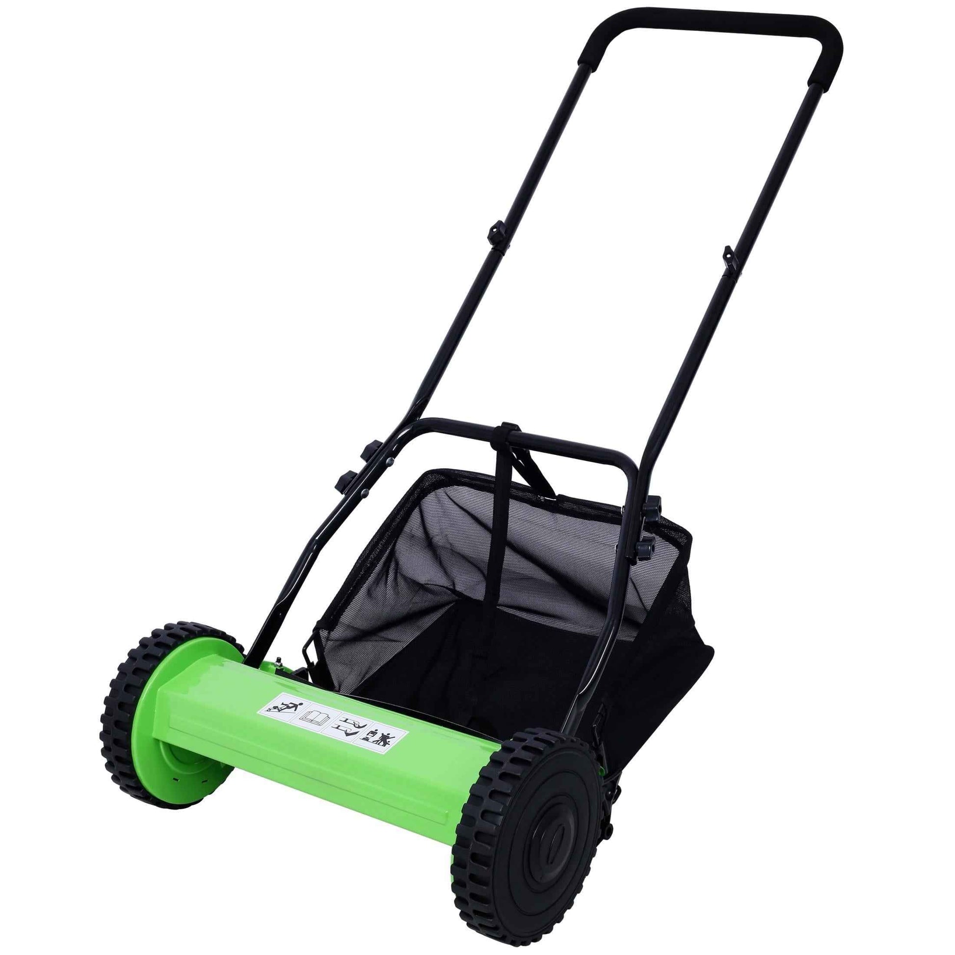CASEMIOL 14" 5-Blade Manual Push Reel Lawn Mower with Grass Catche, Green