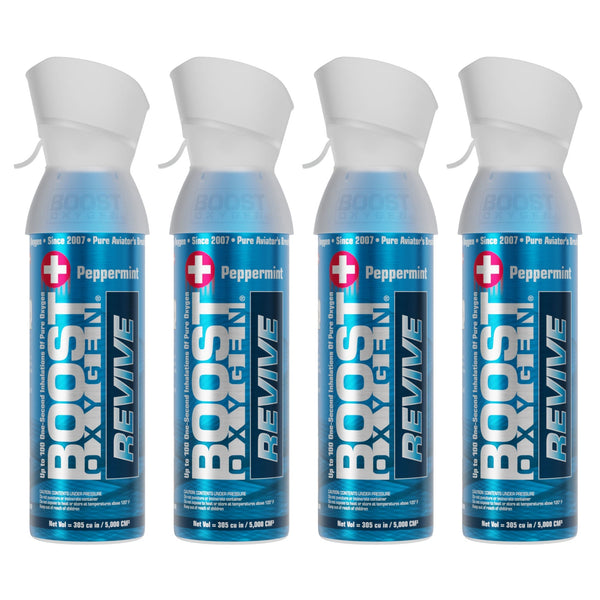 Boost Oxygen Natural Portable 5L Pure Canned Oxygen Canister Peppermint (4 Pack)