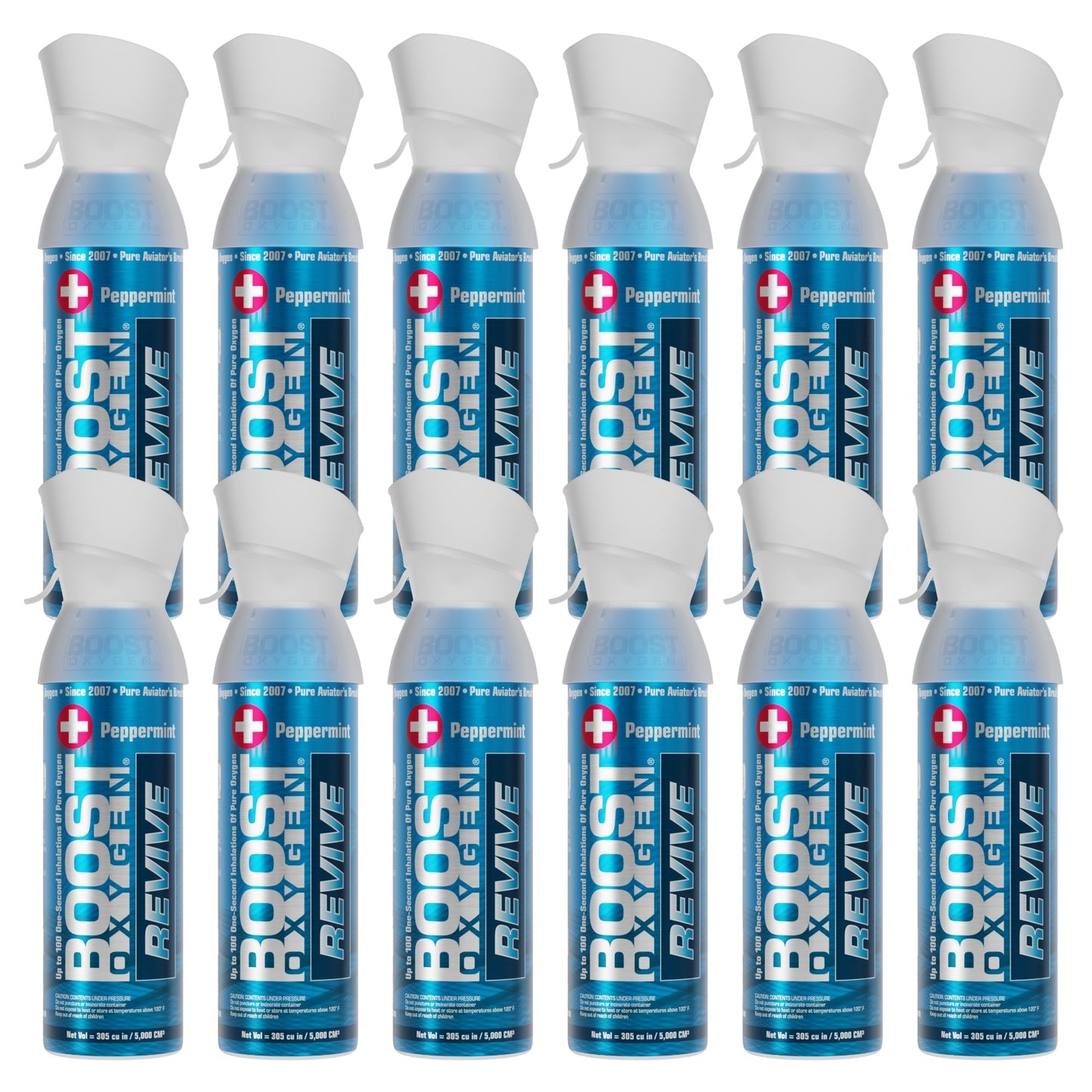 Boost Oxygen Natural Portable 5 Liter Pure Oxygen Canister Peppermint (12 Pack) - Find Fresh Goods