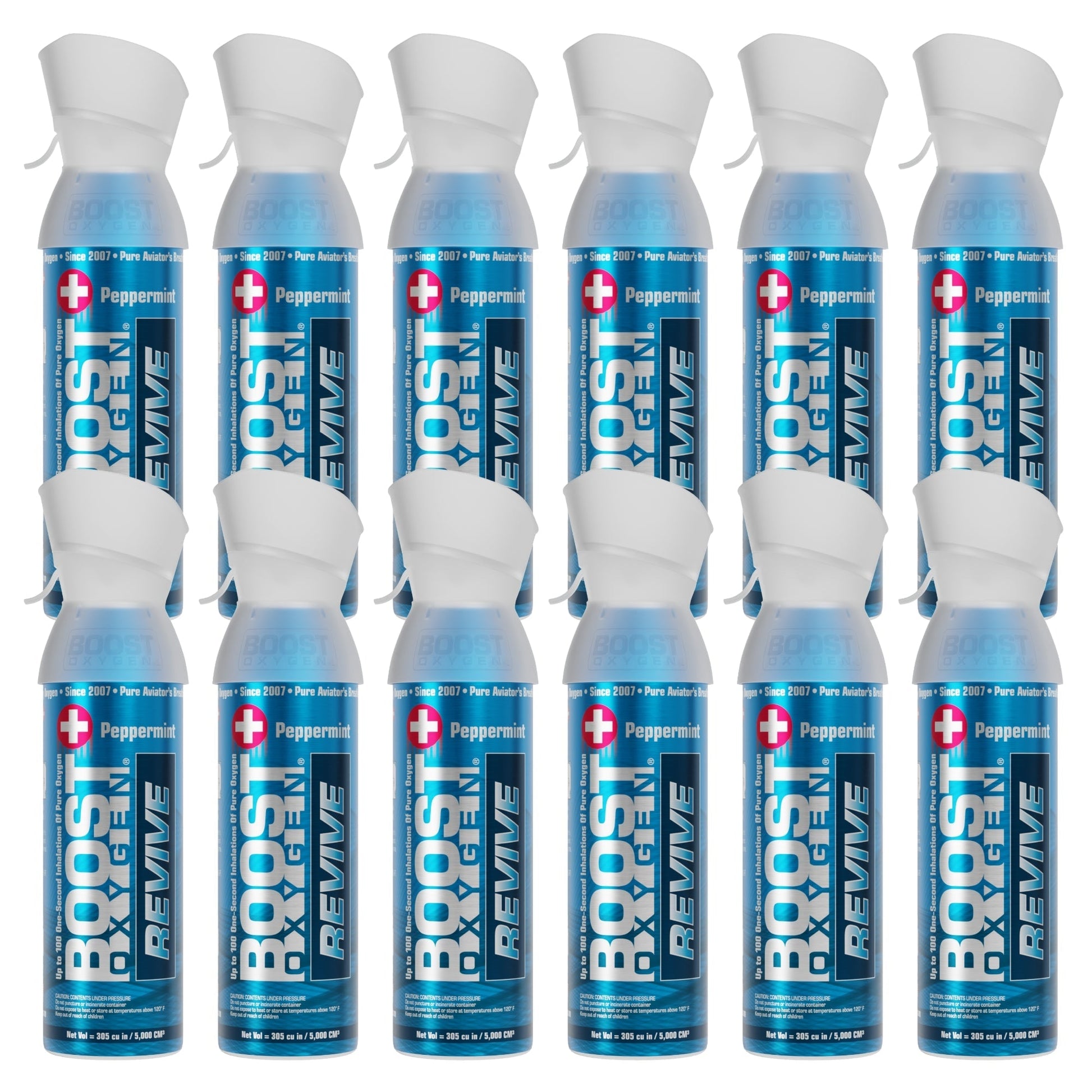 Boost Oxygen Natural Portable 5 Liter Pure Oxygen Canister Peppermint (12 Pack) - Find Fresh Goods
