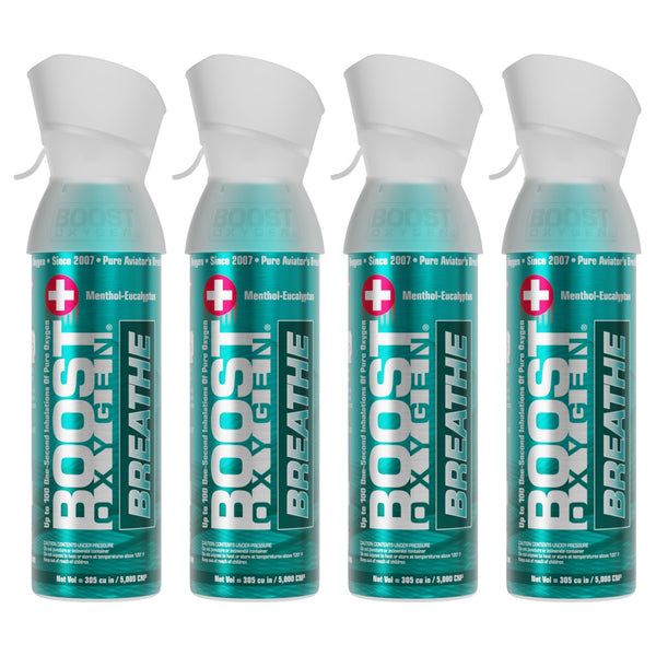 Boost Oxygen Natural Portable 5-Liter Pure Oxygen Canister, Menthol (4 Pack)