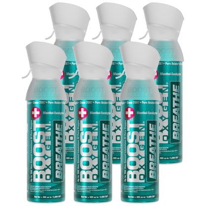 Boost Oxygen Natural Portable 5-Liter Pure Oxygen Canister, Menthol (6 Pack)