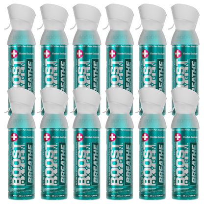 Boost Oxygen Natural Portable 5-Liter Pure Oxygen Canister, Menthol (12 Pack)