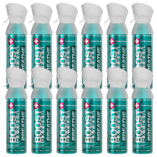 Boost Oxygen Natural Portable 5-Liter Pure Oxygen Canister, Menthol (12 Pack)
