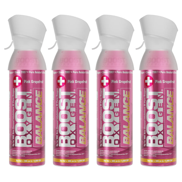 Boost Oxygen Natural 5 Liter Pure Oxygen Canister, Pink Grapefruit (4 Pack)