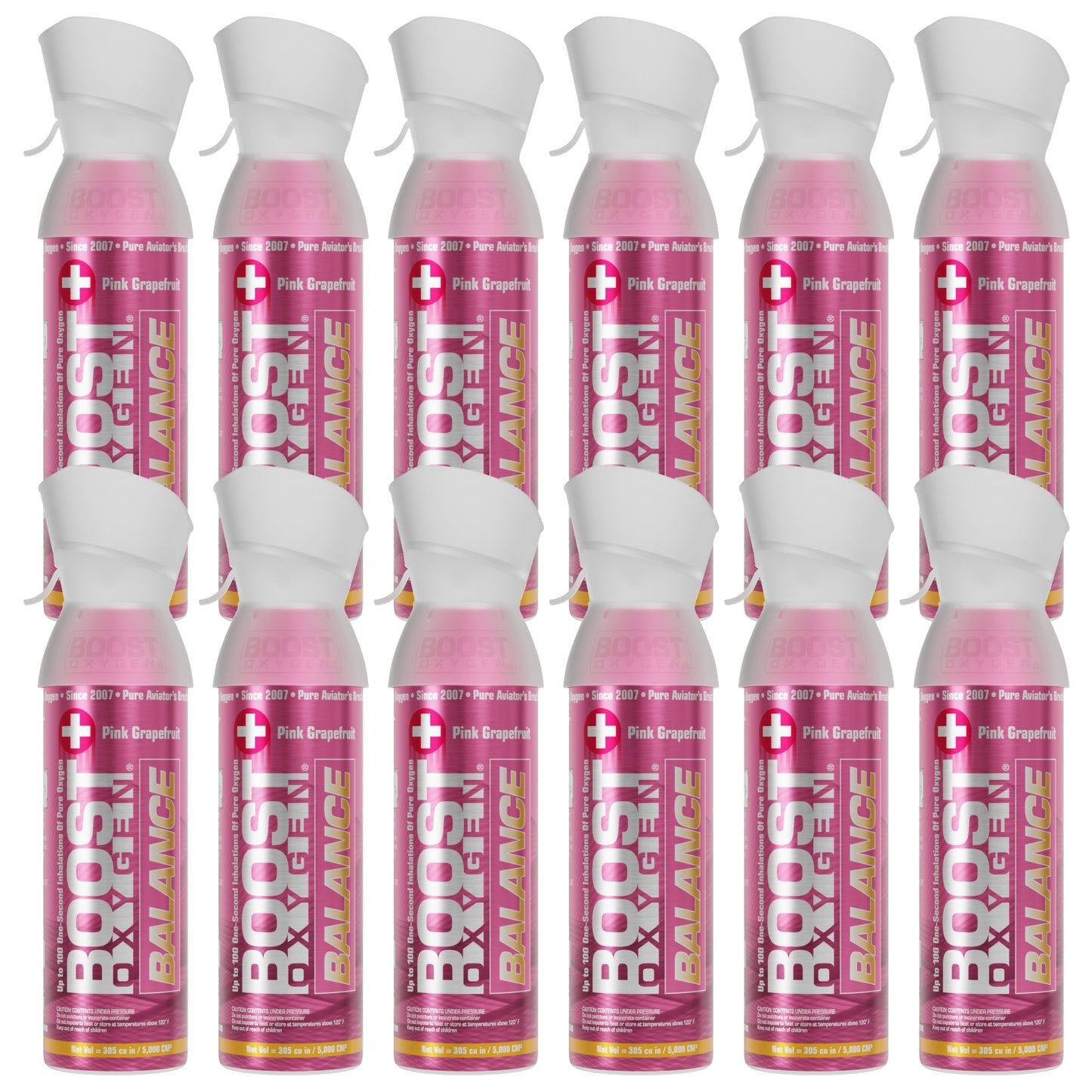 Boost Oxygen Natural 5 Liter Pure Oxygen Canister, Pink Grapefruit (12 Pack) - Find Fresh Goods