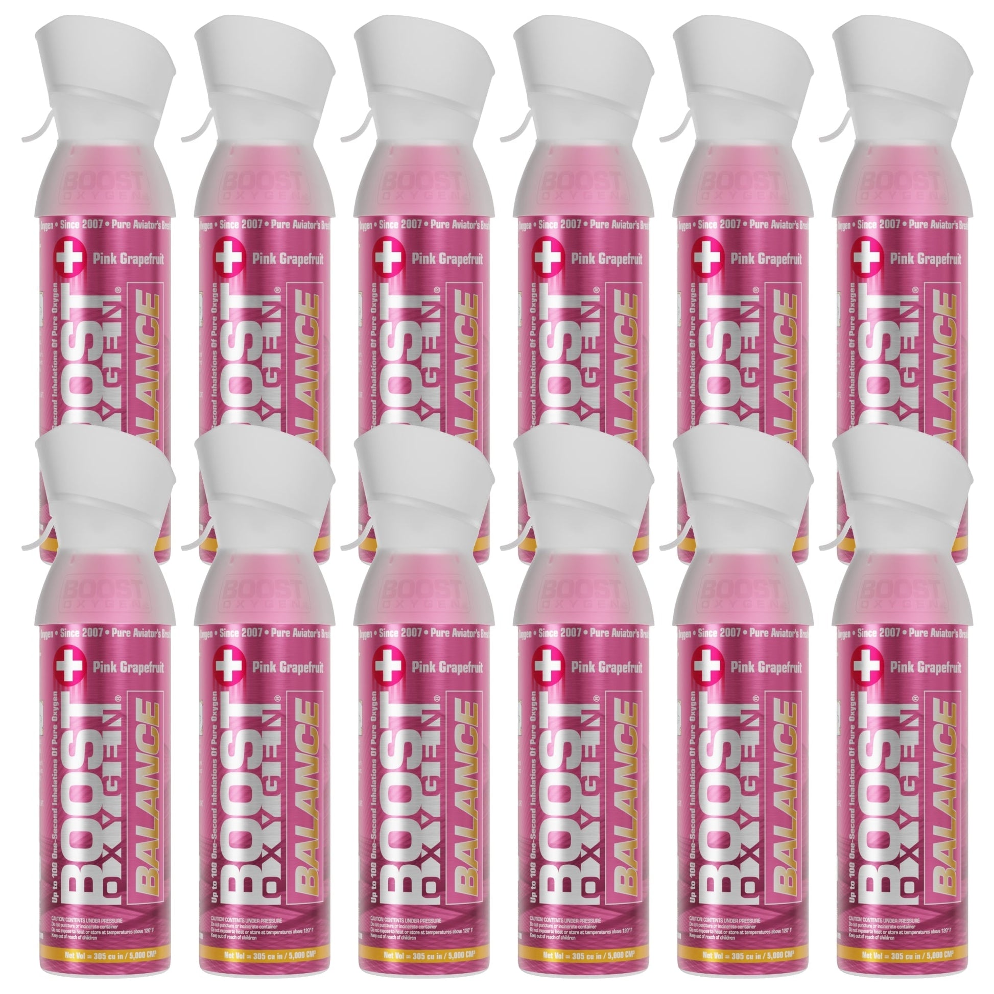 Boost Oxygen Natural 5 Liter Pure Oxygen Canister, Pink Grapefruit (12 Pack) - Find Fresh Goods
