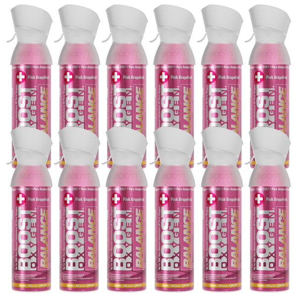 Boost Oxygen Natural 5 Liter Pure Oxygen Canister, Pink Grapefruit (12 Pack)