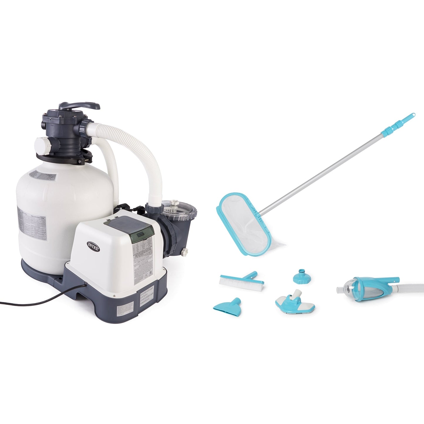 Intex 3000 GPH Sand Filter Pump & Deluxe Maintenance Kit for Above Ground Pools