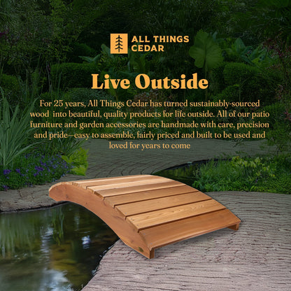 All Things Cedar Wooden Bridge, Outdoor Garden Walkway, 6 Feet, Natural Finish
