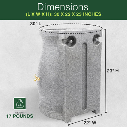 Good Ideas RWURN50-LIG 50 Gallon Rain Saver Wizard Barrel Urn, Light Granite