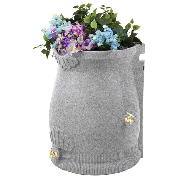 Good Ideas RWURN50-LIG 50 Gallon Rain Saver Wizard Barrel Urn, Light Granite