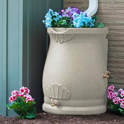 Good Ideas Rain Wizard 50 Gallon Plastic Rain Barrel Urn, Sandstone (3 Pack)