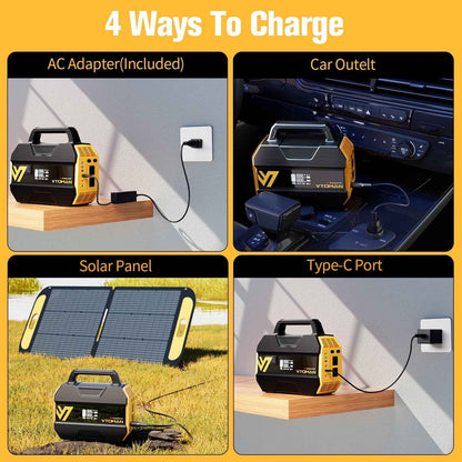 VTOMAN FlashSpeed 300 Portable Power Station 70000mAh, Only 7.4lbs with 7 Outlets, LiFePO4 Generator, 12V/24V DC Input Adapt RV/Van, PD 100W Type-C for Power Outage, Camping