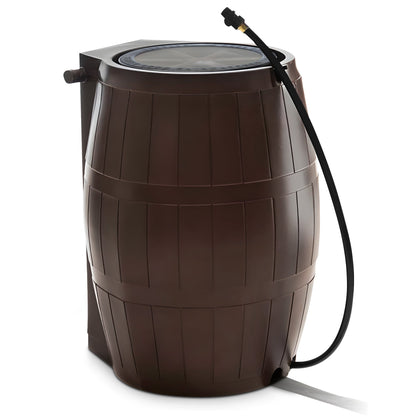 FCMP Outdoor RC4000 50 Gallon Outdoor Rain Water Catcher Barrel Container, Brown