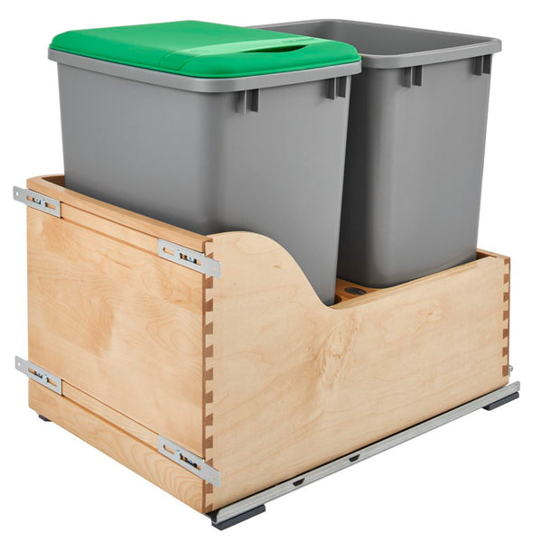Rev-A-Shelf Dual Pullout Trash Cans 35 qt. with Soft-close Slides, 4WCSC-1835DM-2