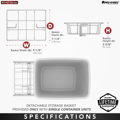 Rev-A-Shelf Pullout Trash Can 35 qt. for Kitchen Cabinets, Silver, RV-12KD-17C S