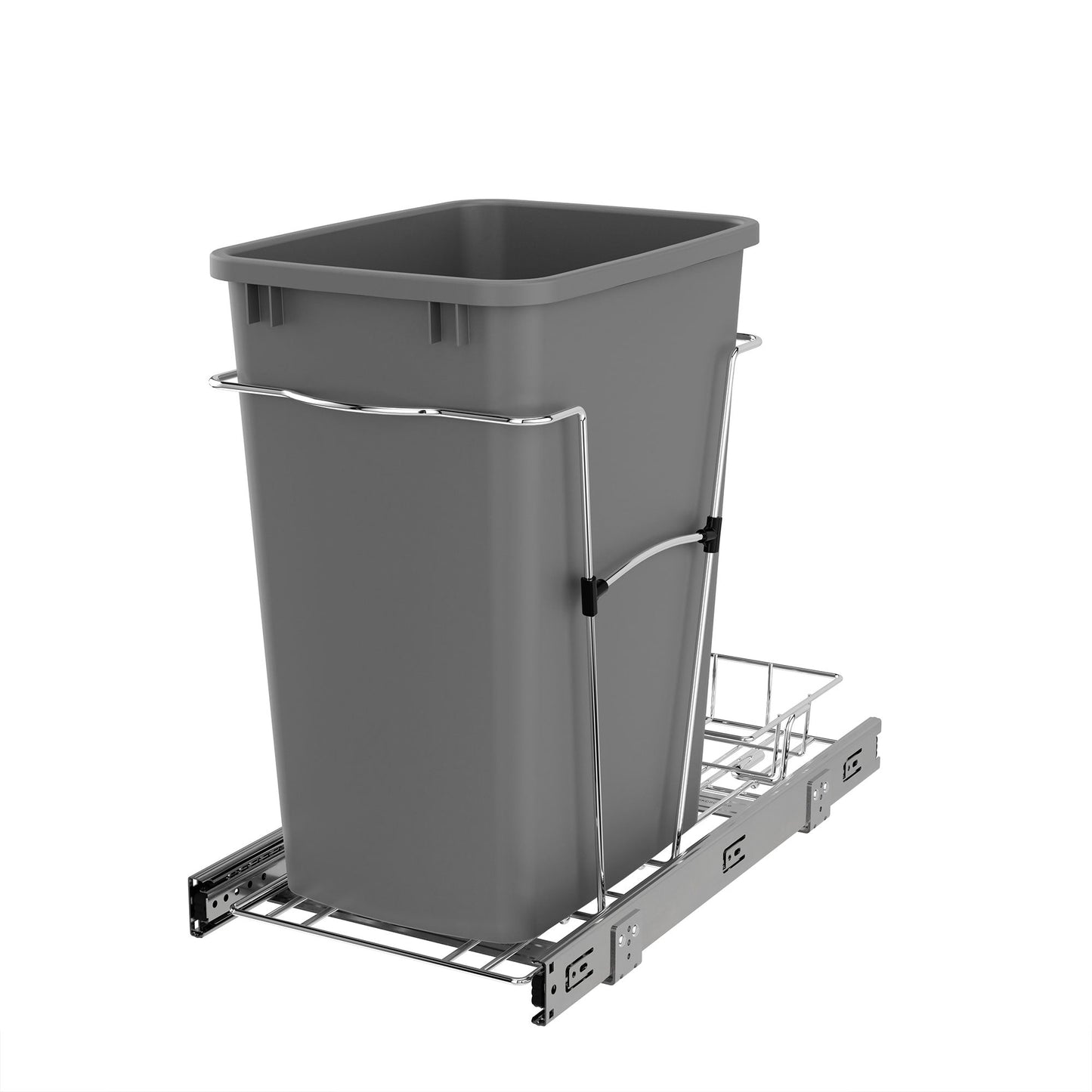 Rev-A-Shelf Pullout Trash Can 35 qt. for Kitchen Cabinets, Silver, RV-12KD-17C S