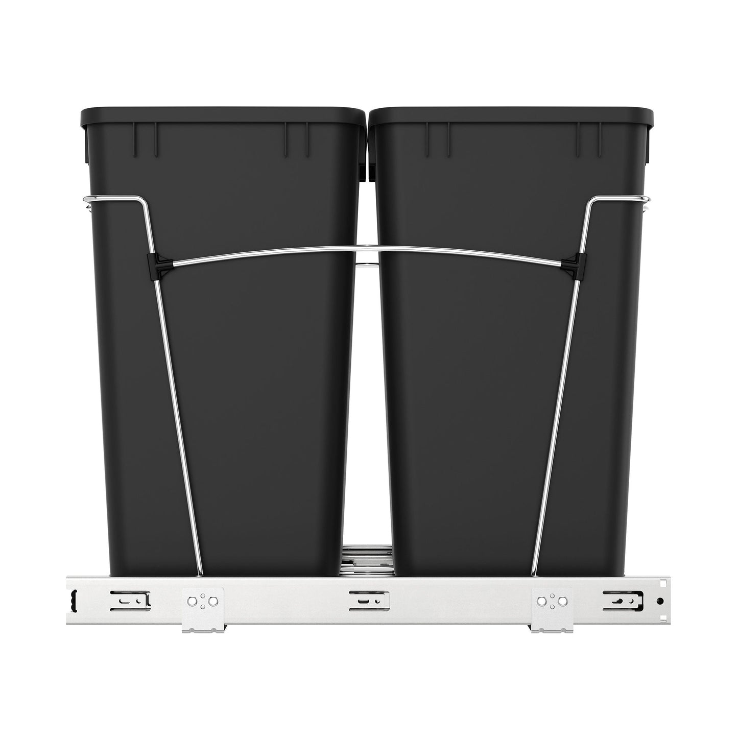 Rev-A-Shelf Double Pullout Trash Can 27 qt. for Kitchen, Black, RV-15KD-18C S