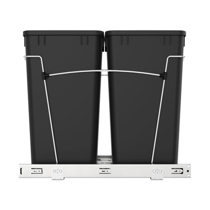 Rev-A-Shelf Double Pullout Trash Can 27 qt. for Kitchen, Black, RV-15KD-18C S