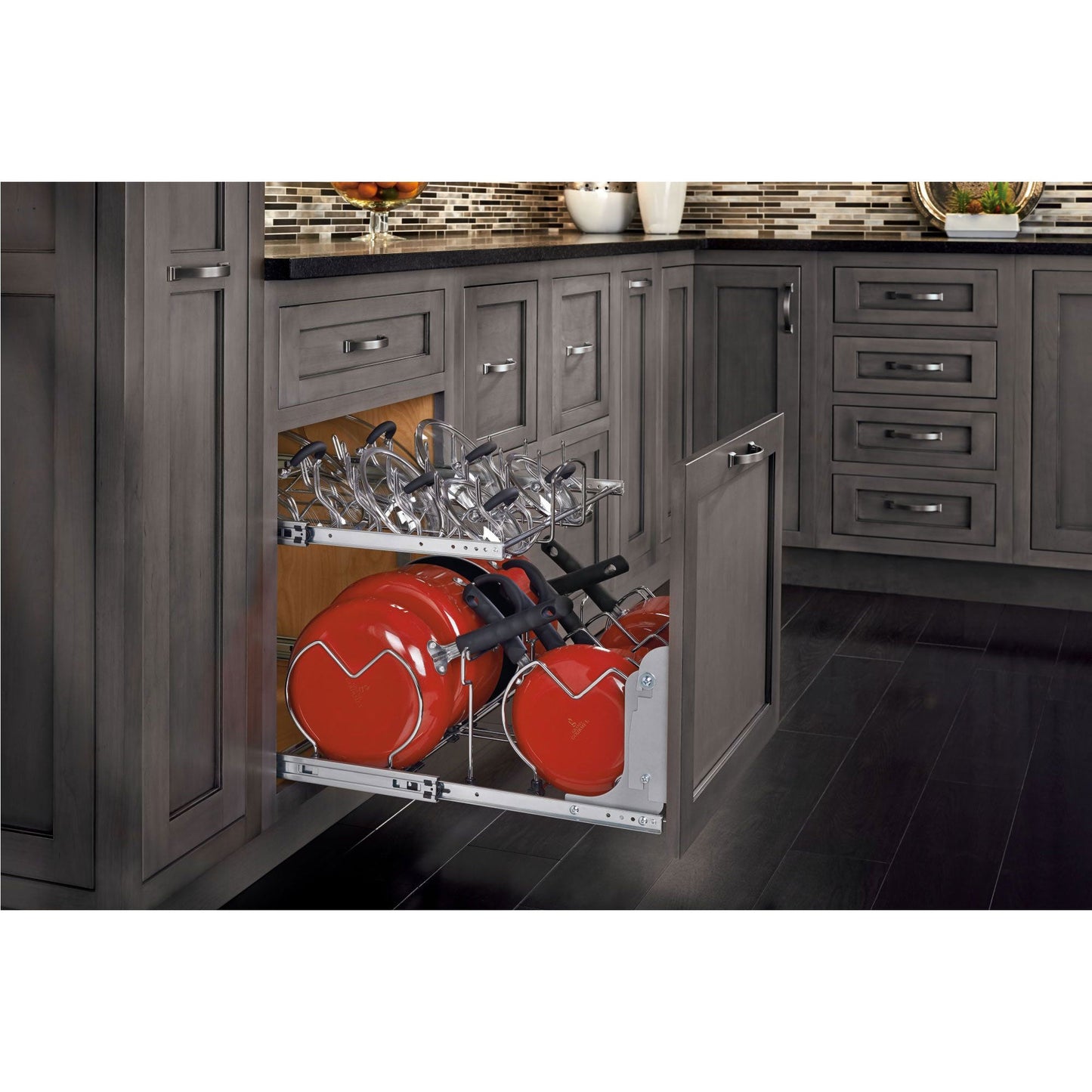 Rev-A-Shelf Pullout Cabinet Pot and Pan Organizer, 20.75" Width, 5CW2-2122-CR