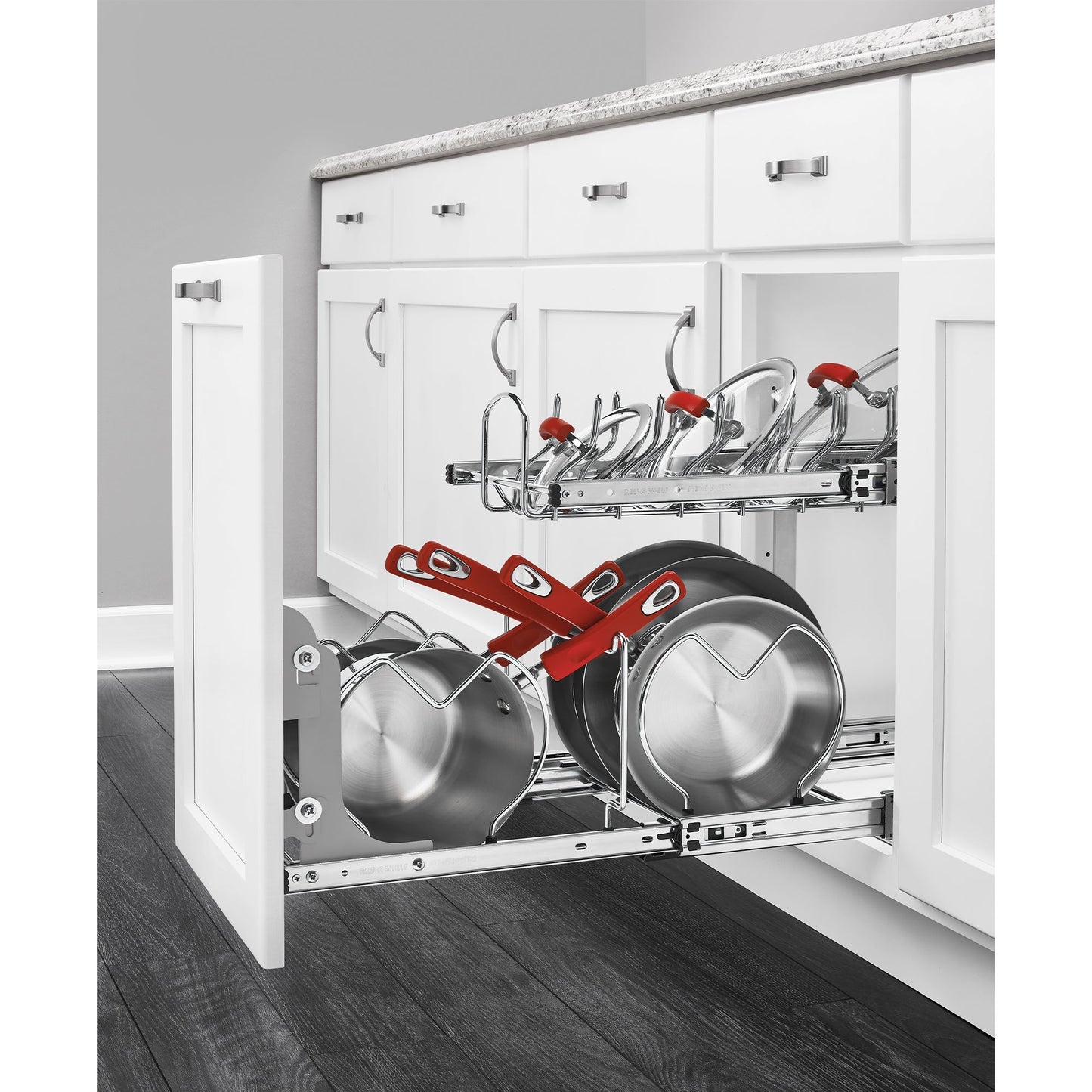 Rev-A-Shelf Pullout Cabinet Pot and Pan Organizer, 20.75" Width, 5CW2-2122-CR