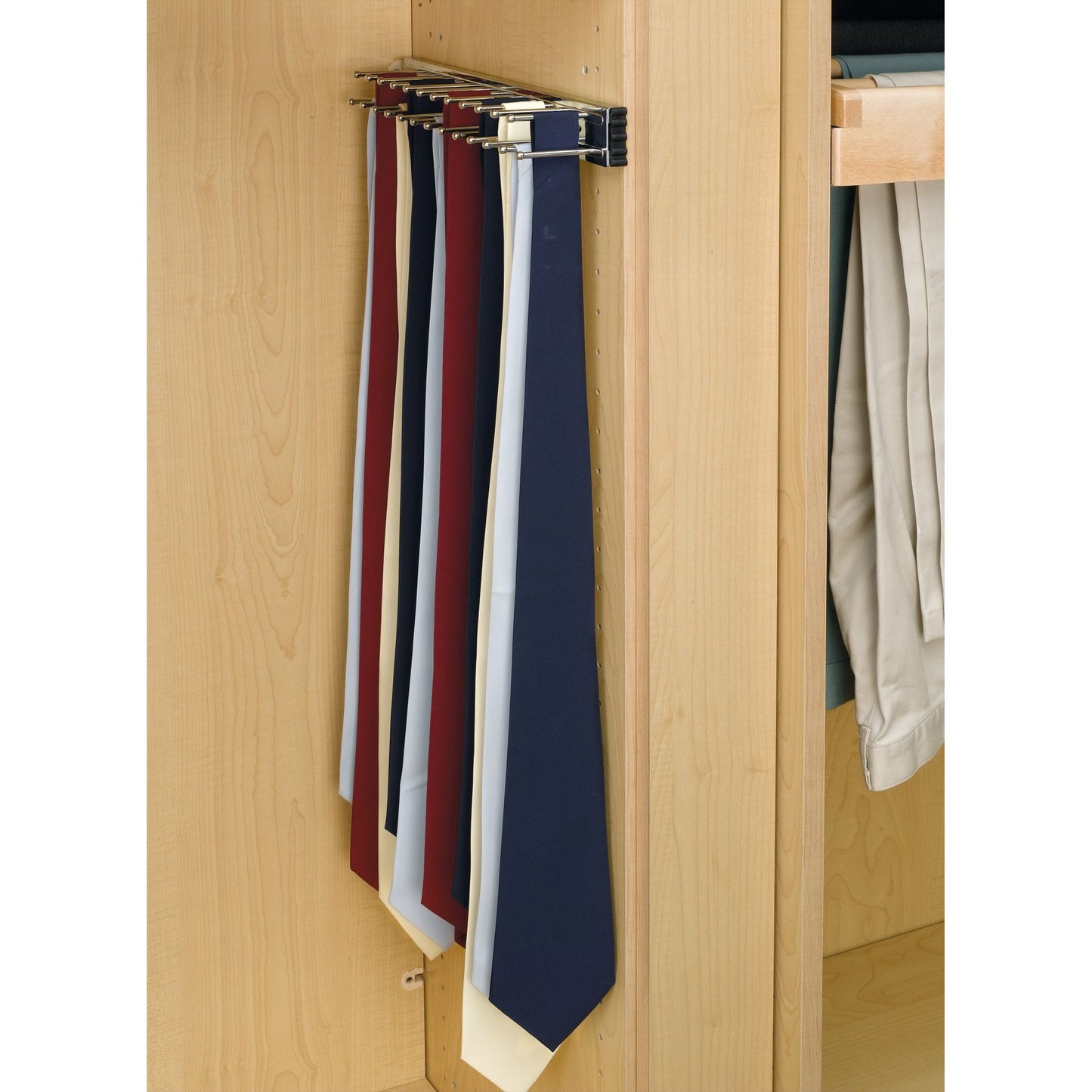 Rev-A-Shelf 14" Side Mount Extending Tie Organization Rack, Chrome, TRC-14CR