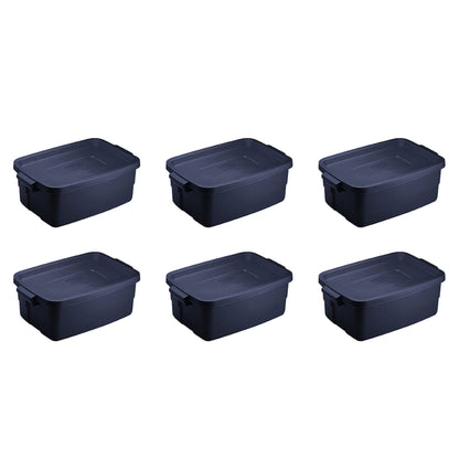 Rubbermaid 3 Gallon Stackable Storage Container, Dark Indigo Metallic (6 Pack)