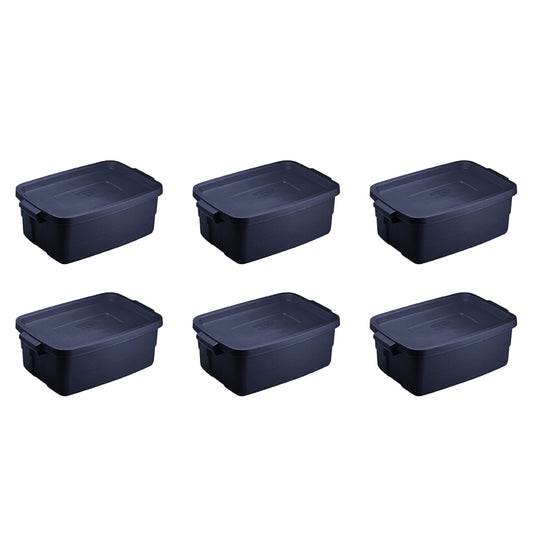 Rubbermaid 3 Gallon Stackable Storage Container, Dark Indigo Metallic (6 Pack)