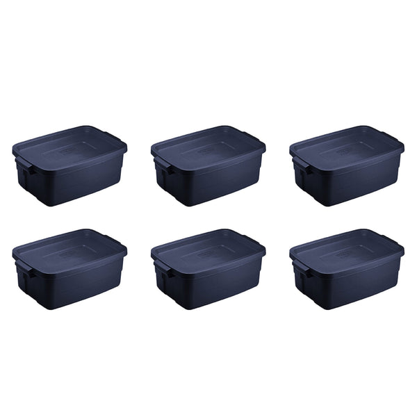 Rubbermaid 3 Gallon Stackable Storage Container, Dark Indigo Metallic (6 Pack)