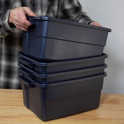 Rubbermaid 3 Gallon Stackable Storage Container, Dark Indigo Metallic (6 Pack)