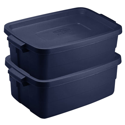 Rubbermaid 3 Gallon Stackable Storage Container, Dark Indigo Metallic (6 Pack)