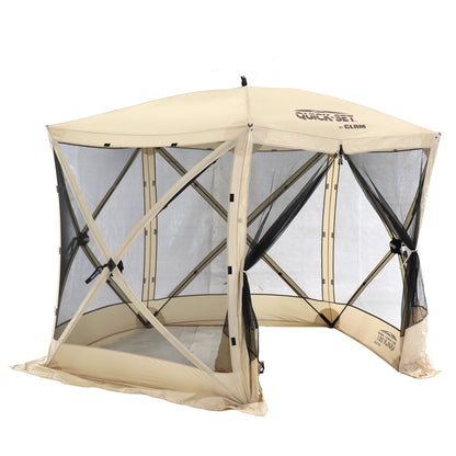 CLAM Quick-Set Venture 9 x 9 Ft Portable Outdoor Camping Canopy Shelter, Tan
