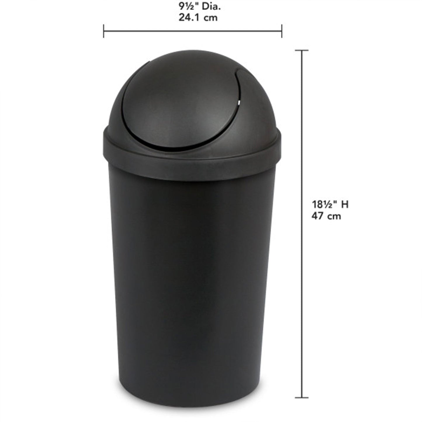 Sterilite SwingTop Wastebasket, 3 Gal Round Trash Can w/Swing Lid, 6 Pack, Black
