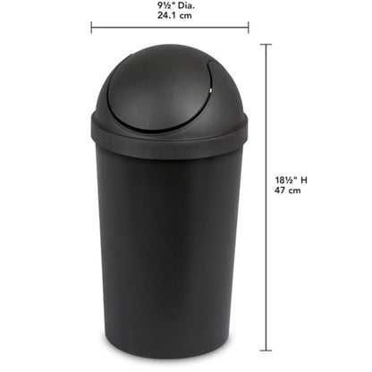Sterilite SwingTop Wastebasket, 3 Gal Round Trash Can w/Swing Lid, 6 Pack, Black