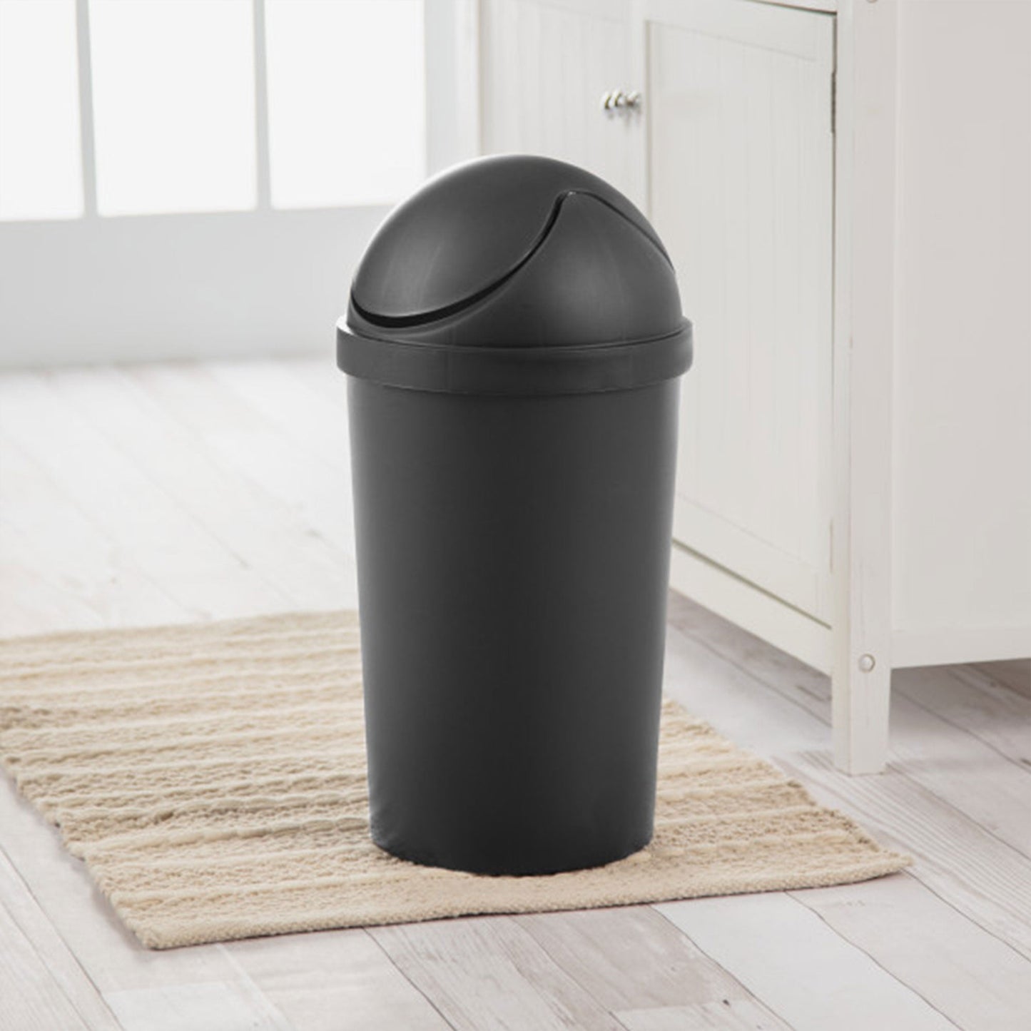 Sterilite SwingTop Wastebasket, 3 Gal Round Trash Can w/Swing Lid, 6 Pack, Black