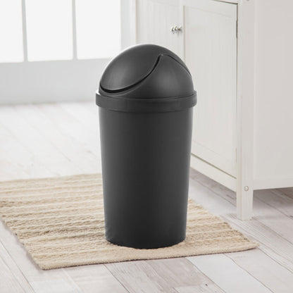 Sterilite SwingTop Wastebasket, 3 Gal Round Trash Can w/Swing Lid, 6 Pack, Black