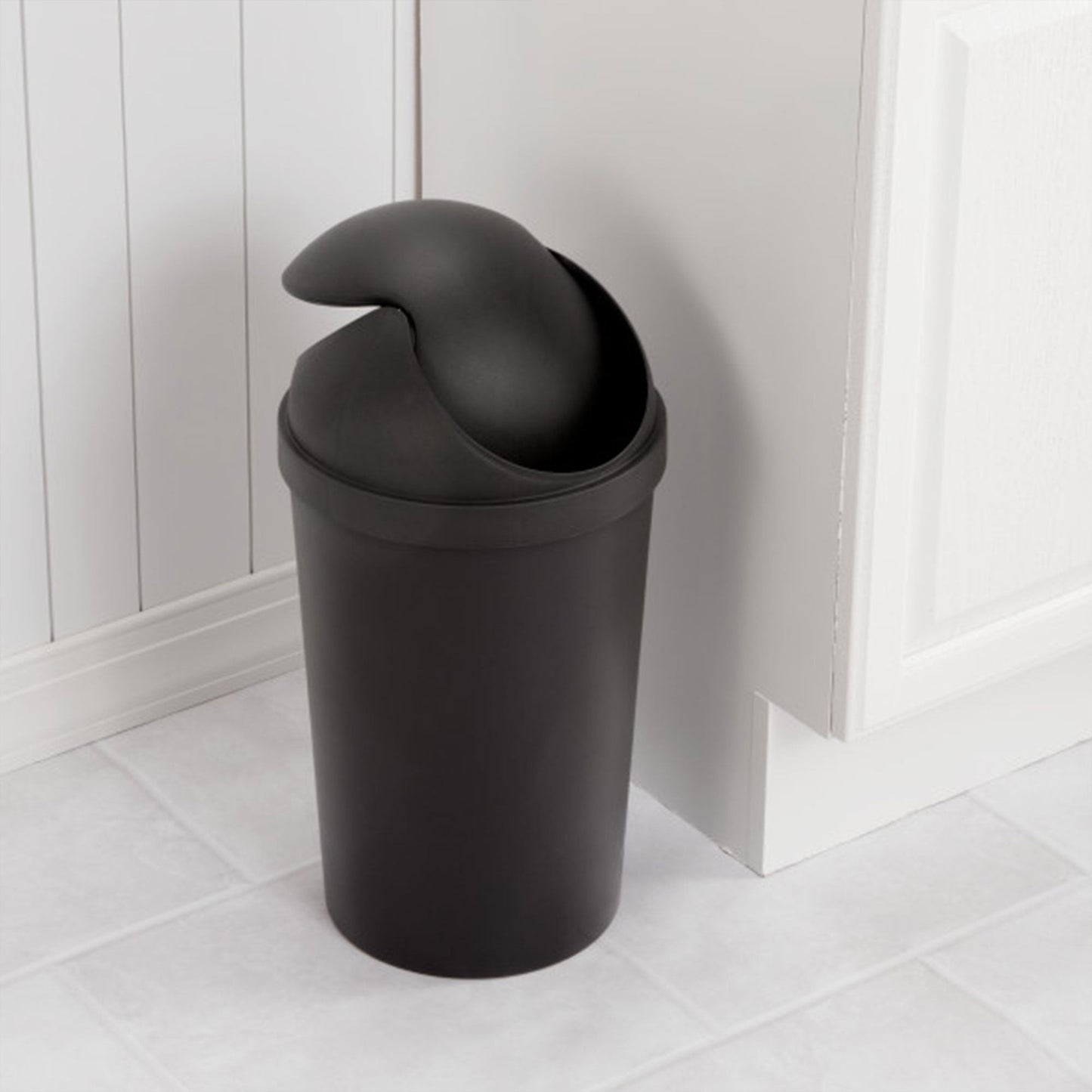 Sterilite SwingTop Wastebasket, 3 Gal Round Trash Can w/Swing Lid, 6 Pack, Black