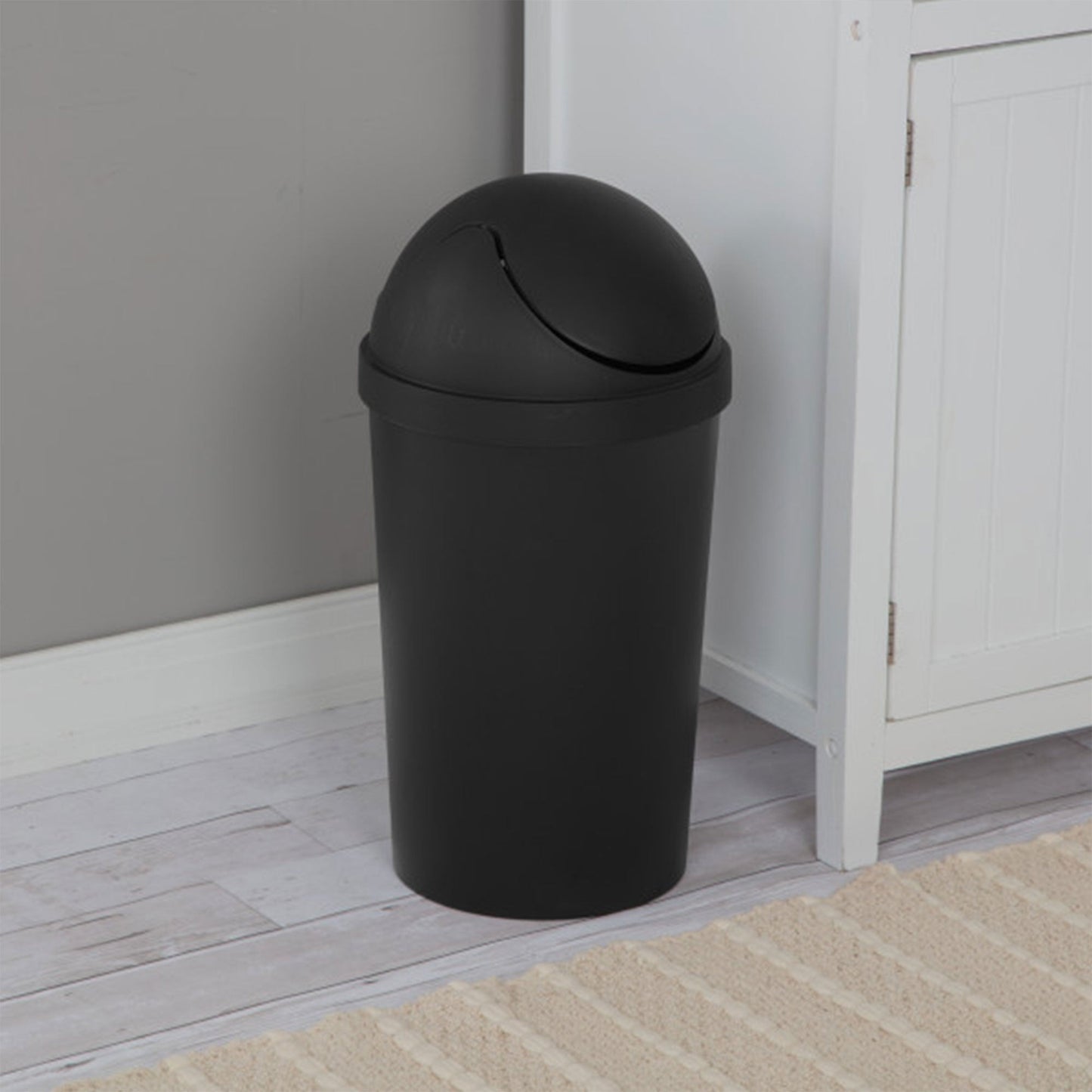 Sterilite SwingTop Wastebasket, 3 Gal Round Trash Can w/Swing Lid, 6 Pack, Black