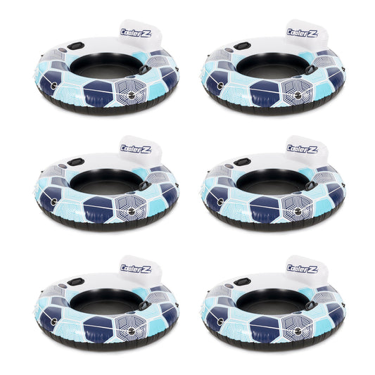 Bestway CoolerZ Rapid Rider Inflatable Lake Pool Tube Float, Blue/Gray, 6 Pack