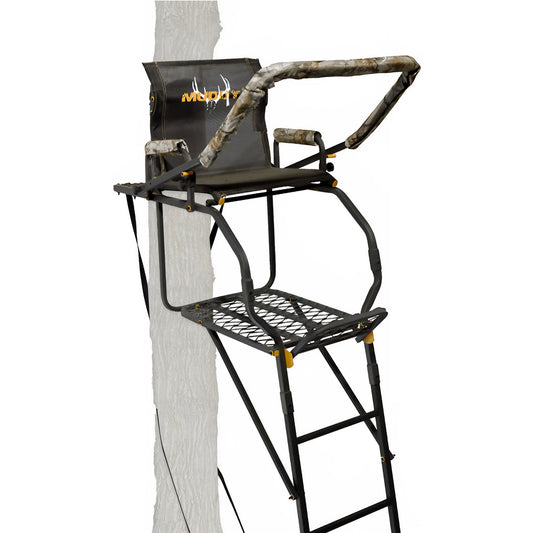 Muddy Huntsman Deluxe 17 Foot Hunting Ladderstand, 1 Person Climbing Tree Stand