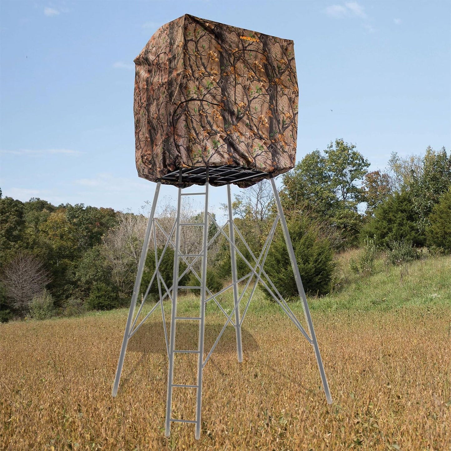 Muddy Steel 7' Tall Quad Pod Hunting Blind Cover, Camouflage, Stand Not Included